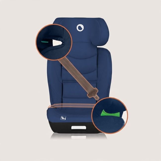 Scaun auto i-Size, Lionelo, Neal, Spatar reglabil in 4 pozitii, Tetiera in 10 pozitii, Suport sticla inclus, 15-36 Kg, 100-150 cm, Cu Isofix, Conform ECE R129, Albastru BYNLO-NEAL_I-SIZE_BLUE_NAVY