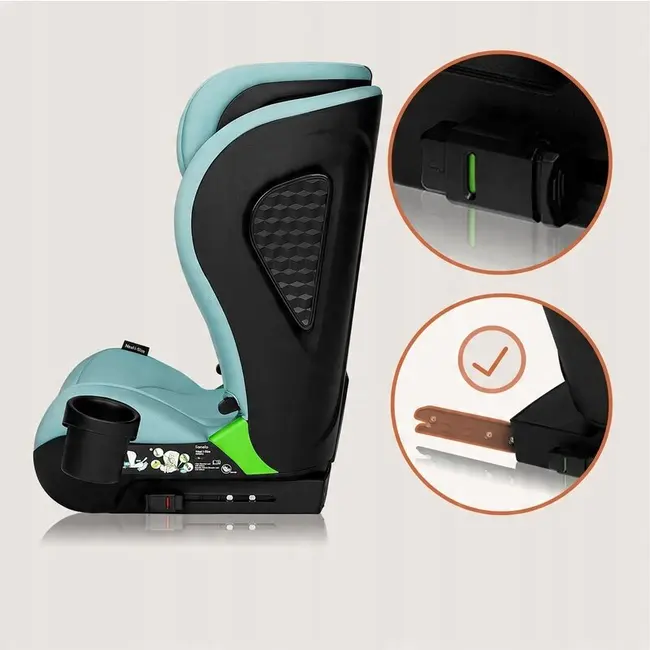 Scaun auto i-Size, Lionelo, Neal, Spatar reglabil in 4 pozitii, Tetiera in 10 pozitii, Suport sticla inclus, 15-36 Kg, 100-150 cm, Cu Isofix, Conform ECE R129, Verde Turquoise BYNLO-NEAL_I-SIZE_GREEN_TURQUOISE
