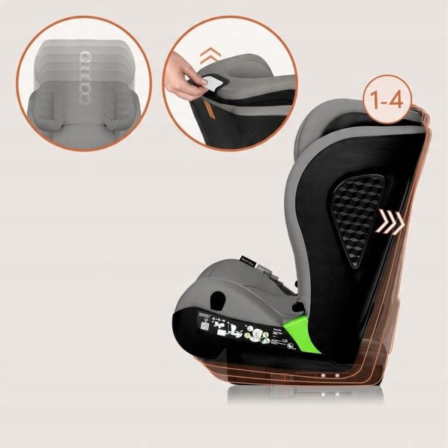 Scaun auto i-Size, Lionelo, Neal, Spatar reglabil in 4 pozitii, Tetiera in 10 pozitii, Suport sticla inclus, 15-36 Kg, 100-150 cm, Cu Isofix, Conform ECE R129, Verde Turquoise BYNLO-NEAL_I-SIZE_GREY_CONCRETE