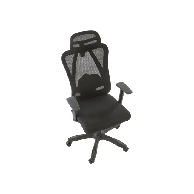 Scaun birou egonomic HM Ramos, mesh, mecanism multiblock, baza polipropilena, suport lombar reglabil, cotiere ajustabile, 120 kg, negru DRM10651
