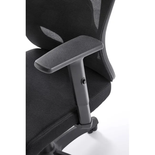 Scaun birou egonomic HM Ramos, mesh, mecanism multiblock, baza polipropilena, suport lombar reglabil, cotiere ajustabile, 120 kg, negru DRM10651