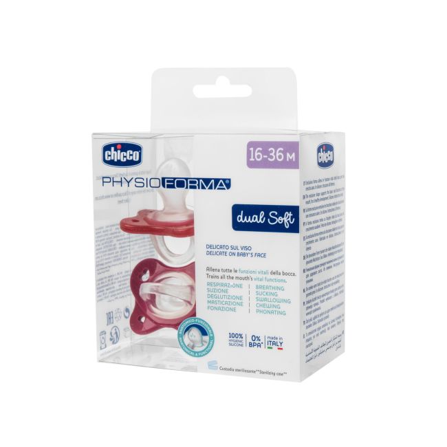 Suzeta anatomica Chicco PhysioForma DualSoft, 2buc, roz, 16-36luni CHC7308651-7