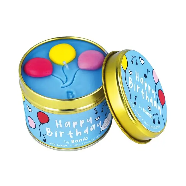 Lumanare parfumata 180g  Happy Birthday (Cutie metalica), Bomb Cosmetics