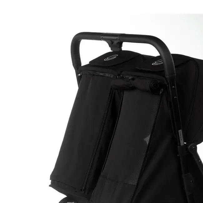 Carucior gemeni pliabil Twinside, Jane, Pliere rapida cu o mana, De la nastere pana la 22 Kg, Cu huse pentru ploaie, Spatare independente, Cu suspensii, Conform cu EN 1888-2:2018+A1:2023, Coal BYN8420421092460