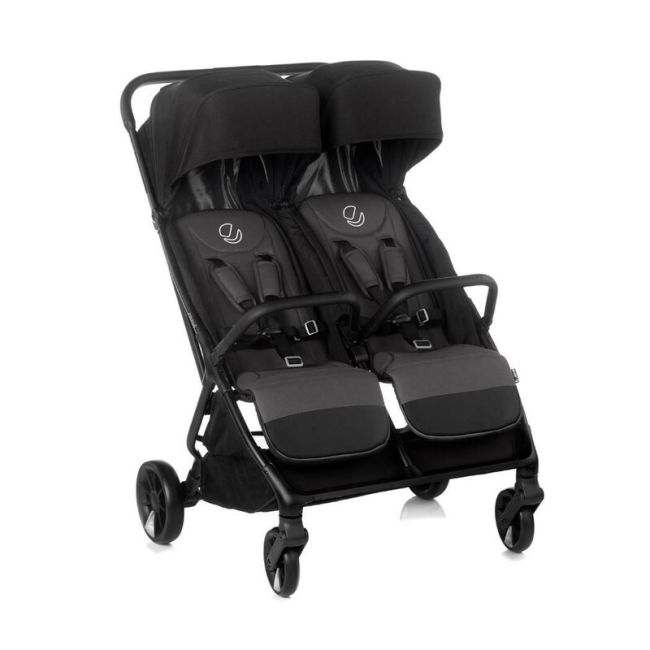 Carucior gemeni pliabil Twinside, Jane, Pliere rapida cu o mana, De la nastere pana la 22 Kg, Cu huse pentru ploaie, Spatare independente, Cu suspensii, Conform cu EN 1888-2:2018+A1:2023, Coal BYN8420421092460