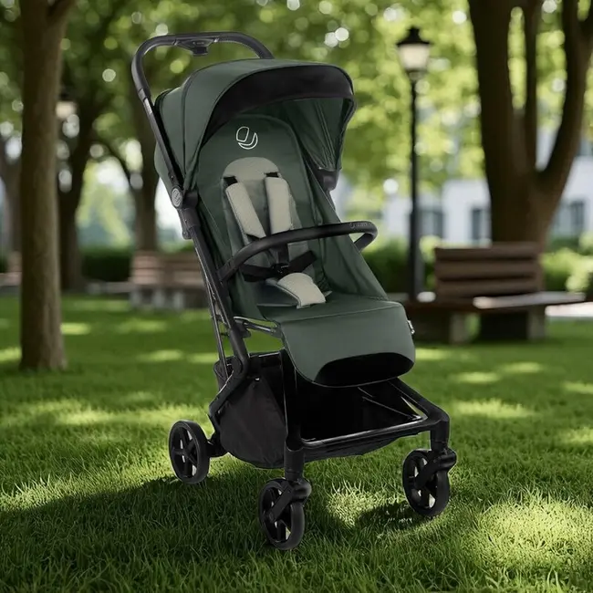 Carucior sport, Jane, Wing, Sistem compact de pliere, Cadru din aluminium, Usor, 6 Kg, De la nastere pana la 22 Kg, Cu geanta transport si husa de ploaie, Conform cu standardul european EN 1888-1:2018+A1:2022, Botanic BYN8420421093443