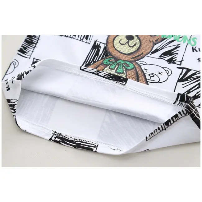 Costumas cu tricou alb si blugi pentru baietei - bear mbxbr27-r1
