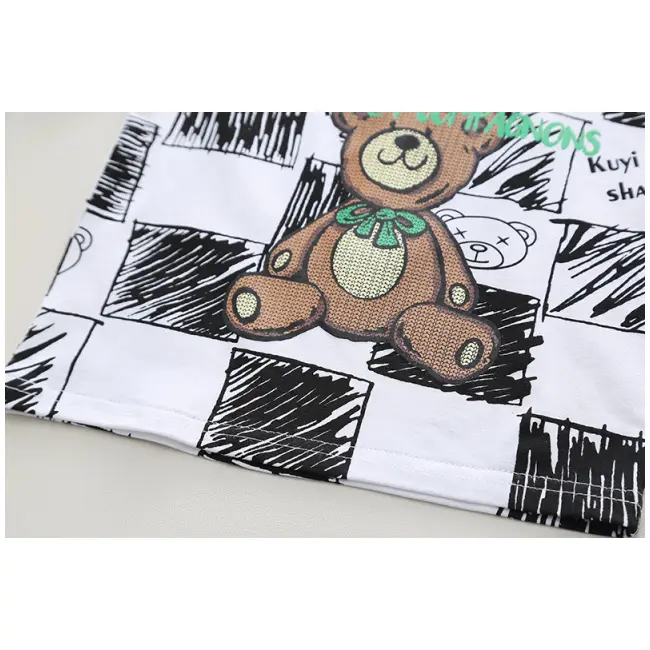 Costumas cu tricou alb si blugi pentru baietei - bear mbxbr27-r1