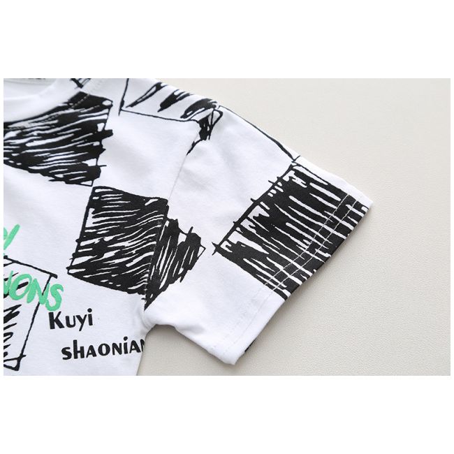 Costumas cu tricou alb si blugi pentru baietei - bear mbxbr27-r1