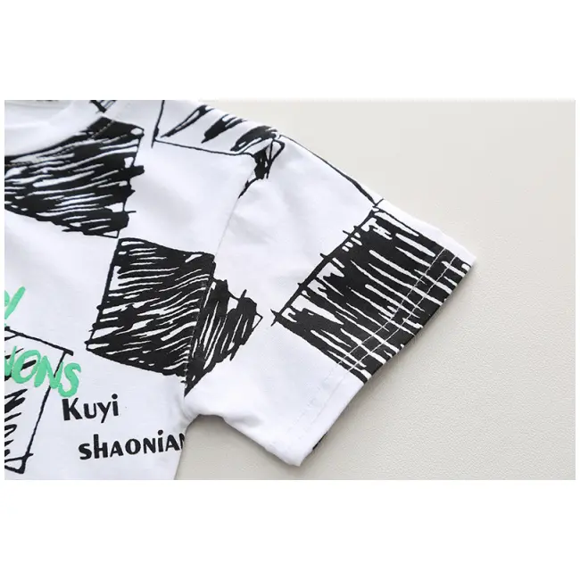 Costumas cu tricou alb si blugi pentru baietei - bear mbxbr27-r1