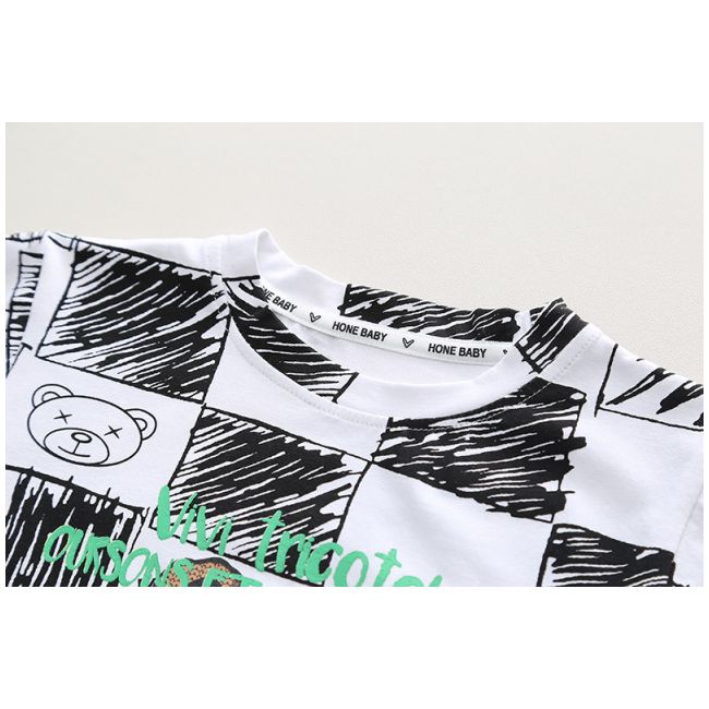 Costumas cu tricou alb si blugi pentru baietei - bear mbxbr27-r1