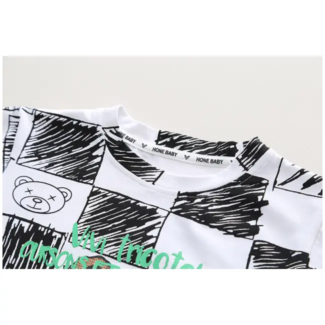 Costumas cu tricou alb si blugi pentru baietei - bear mbxbr27-r1