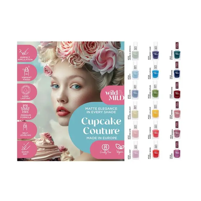 Display cu 36 bucati Lac de unghii Cupcake Couture, Wild & Mild