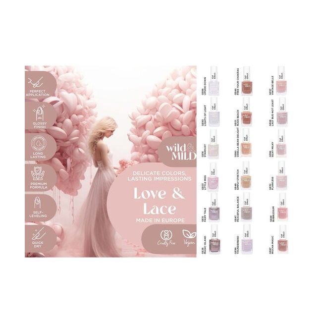 Display cu 36 bucati Lac de unghii Love & Lace, Wild & Mild