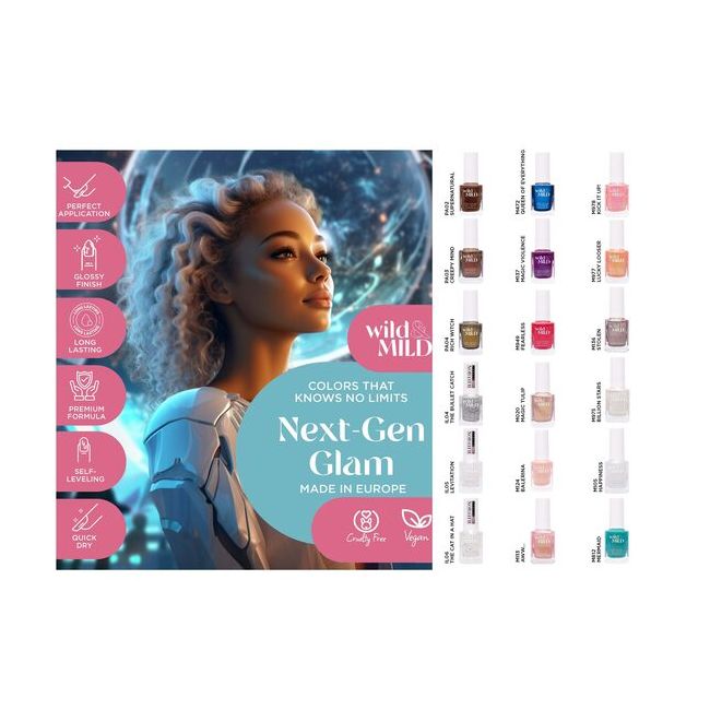 Display cu 36 bucati Lac de unghii Next Gen Glam, Wild & Mild