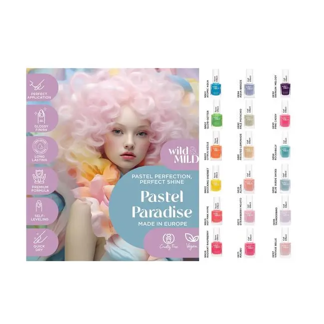 Display cu 36 bucati Lac de unghii Pastel Paradise, Wild & Mild
