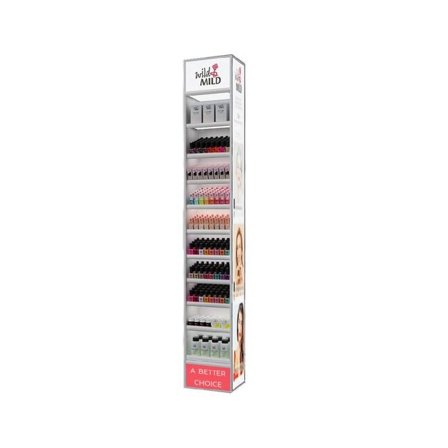 Display iluminat pentru lacuri de unghii Wild & Mild, pentru podea, 891 buc, 30 × 200 × 32 cm