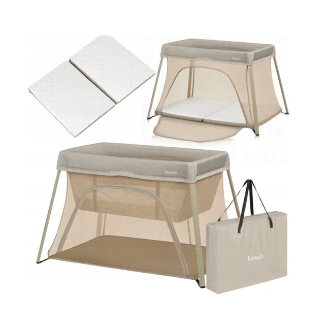 Patut multifunctional, Lionelo, Alice, 3 in 1, 2 trepte de inaltime pentru saltea, Pliabil, Material rezistent Oxford 300D, Cu iesire laterala, Geanta de transport, Pana 15 kg, 0 luni+, 104×70×74 cm, Bej BYNLO-ALICE_BEIGE_OLIVE