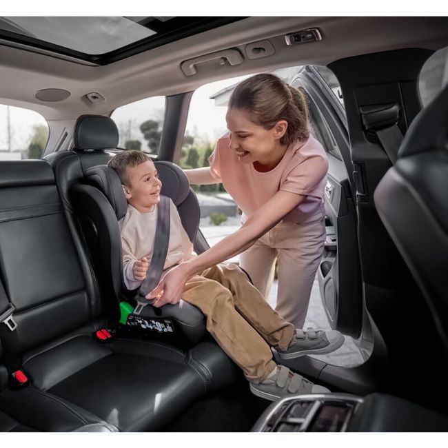 Scaun auto i-Size, Lionelo, Neal, Spatar reglabil in 4 pozitii, Tetiera in 10 pozitii, Suport sticla inclus, 15-36 Kg, 100-150 cm, Cu Isofix, Conform ECE R129, Negru BYNLO-NEAL_I-SIZE_BLACK_CARBON