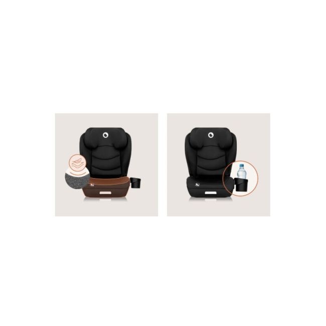 Scaun auto i-Size, Lionelo, Neal, Spatar reglabil in 4 pozitii, Tetiera in 10 pozitii, Suport sticla inclus, 15-36 Kg, 100-150 cm, Cu Isofix, Conform ECE R129, Negru BYNLO-NEAL_I-SIZE_BLACK_CARBON