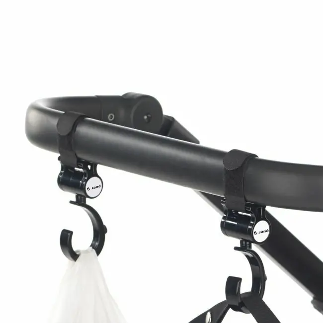 Set 2 carlige auto pentru carucior, Jane, Fixare pe cadru, multifunctionale, Negru BYN8420421034880