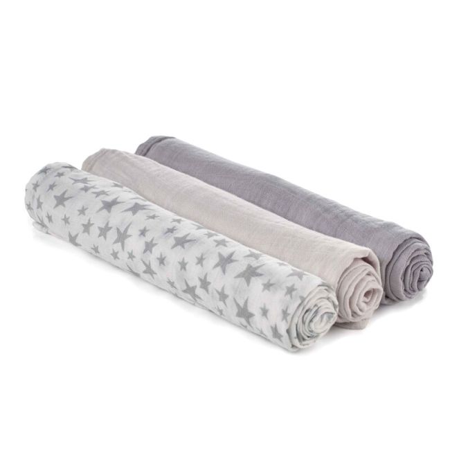 Set 3 scutece, Jane, Din muselina de bambus, Hipoalergenice, 80 x 80 cm, Star BYN8420421089156