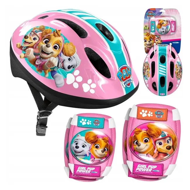 Set casca protectie, genunchiere si cotiere, Stamp, Disney, Sigure si confortabile, Reglabile, Conform cu EN1078, Marime 50/56 cm, 3 ani+, Paw Patrol BYNPG340507