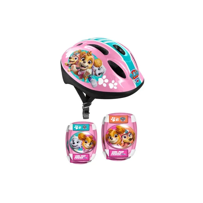 Set casca protectie, genunchiere si cotiere, Stamp, Disney, Sigure si confortabile, Reglabile, Conform cu EN1078, Marime 50/56 cm, 3 ani+, Paw Patrol BYNPG340507