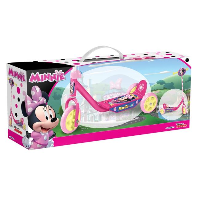 Trotineta, Stamp, Minnie Mouse, Cu 3 roti, Pana la 20 kg, Cu platforma antiderapanta, Cadru din otel, Roti din PVC, Ghidon reglabil, 2-4 ani, Pink BYNJ100083