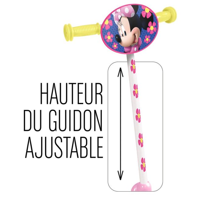 Trotineta, Stamp, Minnie Mouse, Cu 3 roti, Pana la 20 kg, Cu platforma antiderapanta, Cadru din otel, Roti din PVC, Ghidon reglabil, 2-4 ani, Pink BYNJ100083