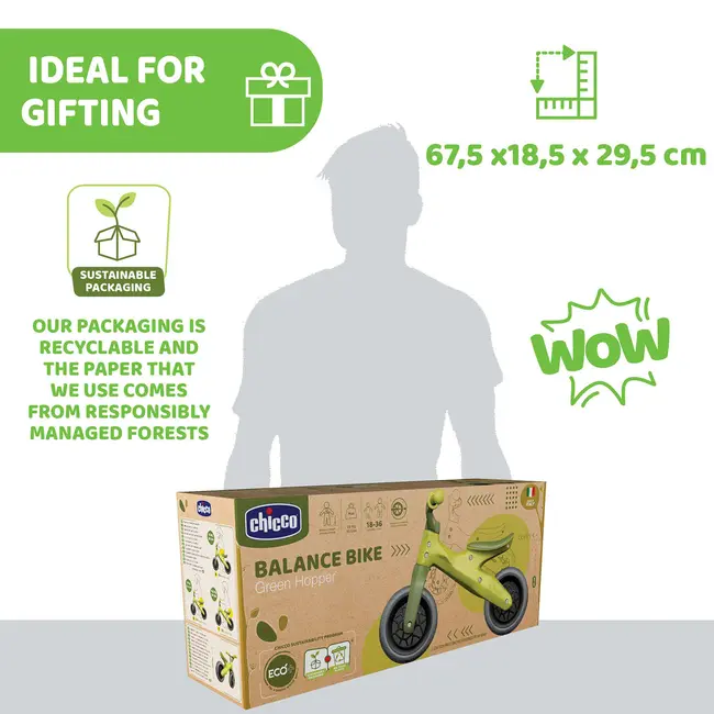 Bicicleta copii Chicco Green Hopper ecologica pentru echilibru, 18luni+ CHC11055-1