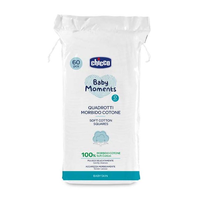 Dischete bumbac Chicco Baby Moments Baby Skin pentru igiena zilnica, 60buc, 0luni+ CHC10609-9