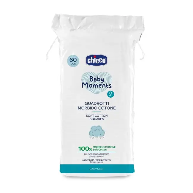 Dischete bumbac Chicco Baby Moments Baby Skin pentru igiena zilnica, 60buc, 0luni+ CHC10609-9