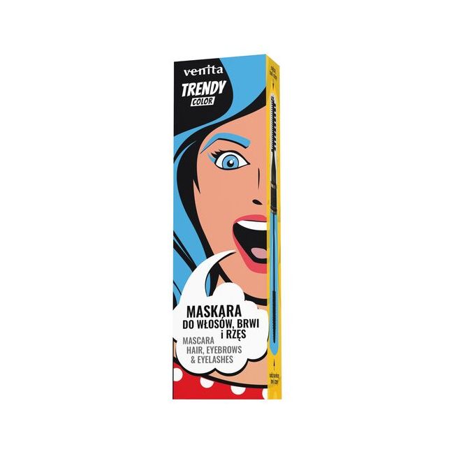Mascara Colorată 3în1, pentru par, gene si sprancene, Azure Blue, Trendy, Venita, 13g