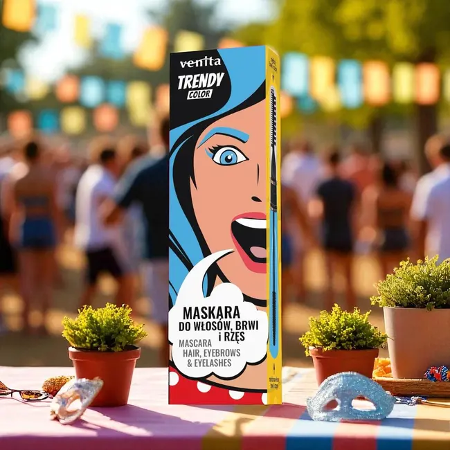 Mascara Colorată 3în1, pentru par, gene si sprancene, Azure Blue, Trendy, Venita, 13g