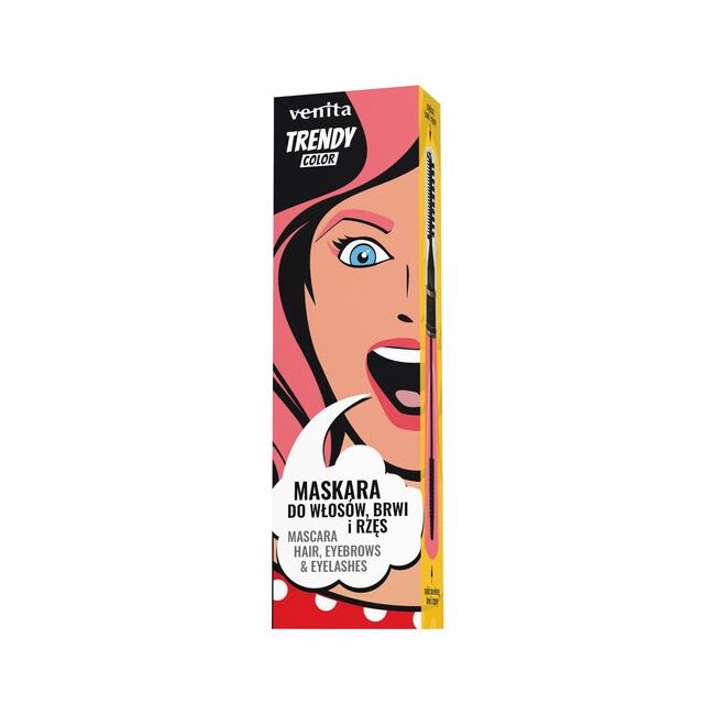 Mascara Colorată 3în1, pentru par, gene si sprancene, Candy Pink, Trendy, Venita, 13 g
