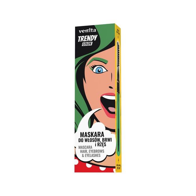 Mascara Colorată 3în1, pentru par, gene si sprancene, Emerald Green, Trendy, Venita, 13g