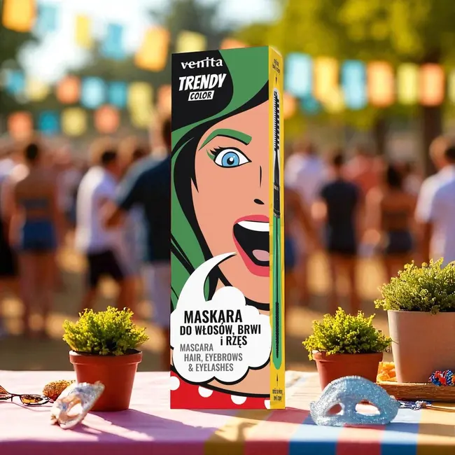 Mascara Colorată 3în1, pentru par, gene si sprancene, Emerald Green, Trendy, Venita, 13g