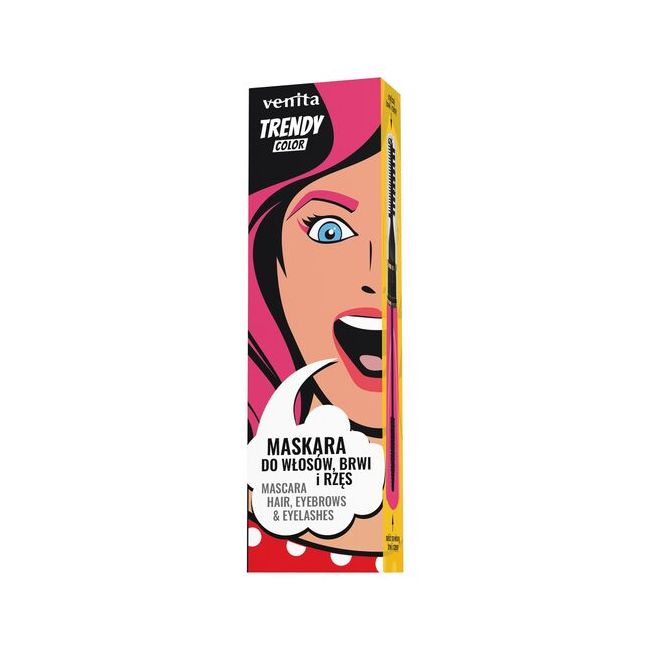 Mascara Colorată 3în1, pentru par, gene si sprancene, Intriguing Rose, Trendy, Venita, 13g