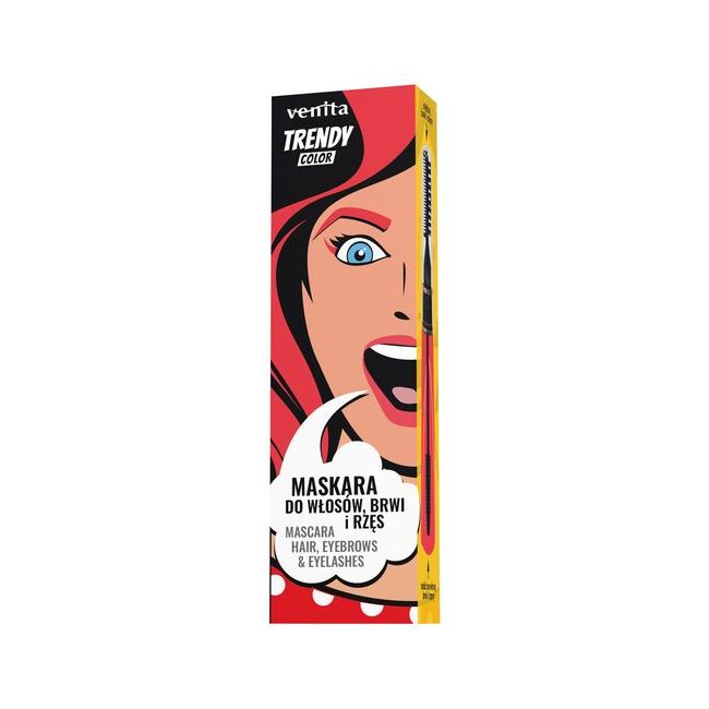 Mascara Colorată 3în1, pentru par, gene si sprancene, Light Red, Trendy, Venita, 13g