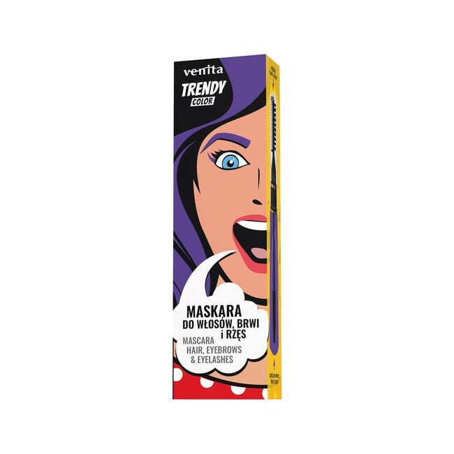 Mascara Colorată 3în1, pentru par, gene si sprancene, Violet Fantasy, Trendy, Venita, 13g