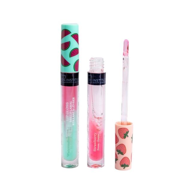 Set 2 luciu de buze cu aroma de capsuni si pepene verde 26029, IDC Institute, 7 ml
