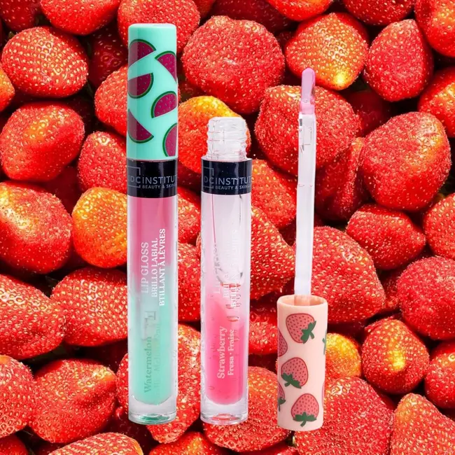 Set 2 luciu de buze cu aroma de capsuni si pepene verde 26029, IDC Institute, 7 ml