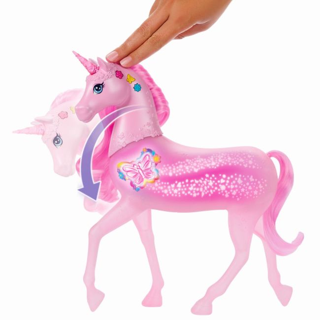 BARBIE UNICORN ROZ CU LUMINI STRALUCITOARE SI SUNETE VIVMTJCP78