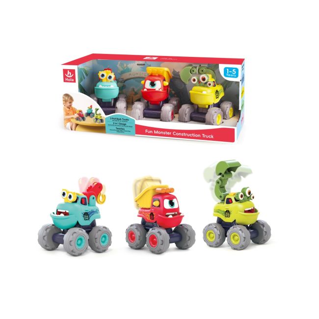 SET 3 MASINUTE DE CONSTRUCTIE MONSTRULETII AMUZANTI CU FRICTIUNE VIVHE7911