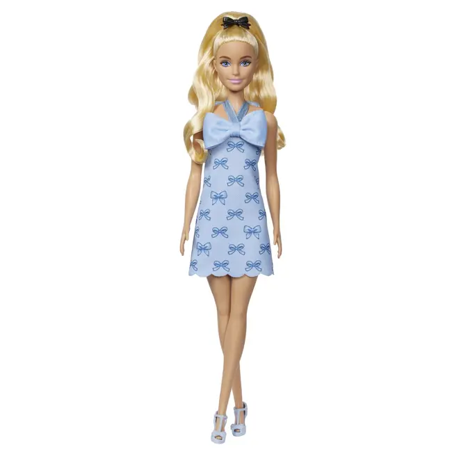 BARBIE FASHIONISTAS PAPUSA BARBIE BLONDA CU ROCHIE ALBASTRA CU FUNDITE VIVMTHYT93