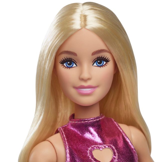 BARBIE FASHIONISTAS PAPUSA BARBIE BLONDA CU ROCHIE ROZ METALIZAT VIVMTFBR37_HYT88