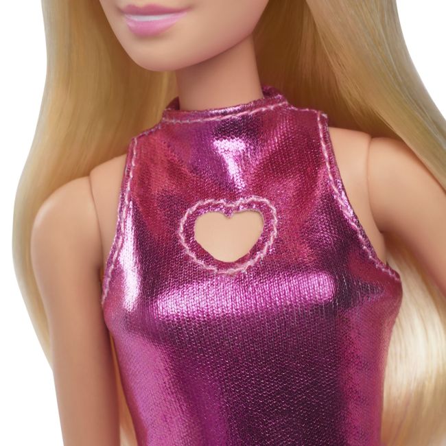 BARBIE FASHIONISTAS PAPUSA BARBIE BLONDA CU ROCHIE ROZ METALIZAT VIVMTFBR37_HYT88