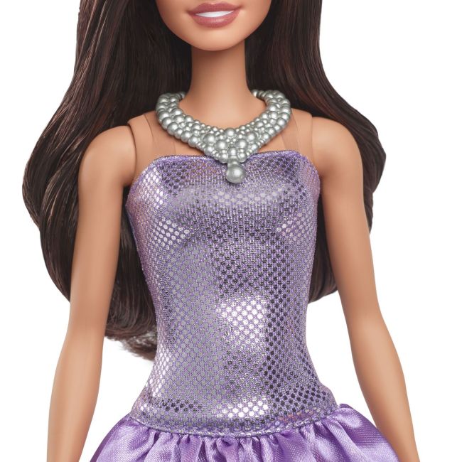 BARBIE FASHIONISTAS PAPUSA BARBIE BRUNETA CU ROCHIE MOV CU PAIETE VIVMTHYT92