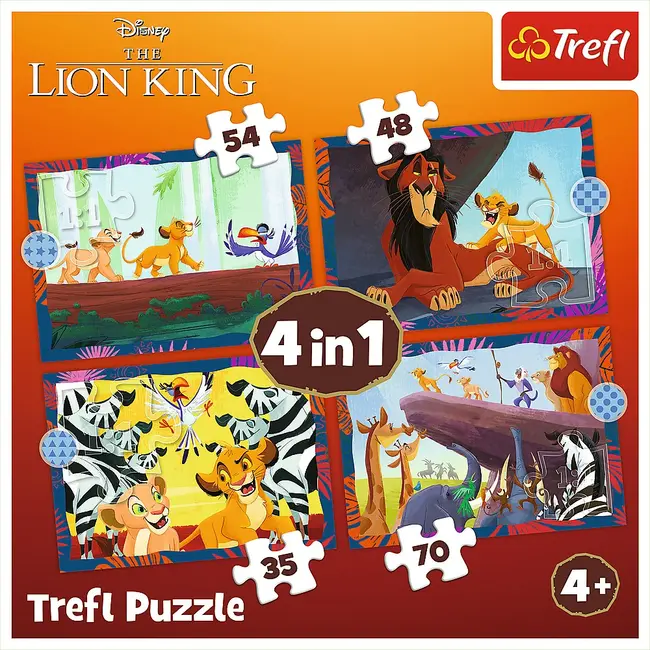 PUZZLE TREFL 4IN1 DISNEY REGELE LEU VIV34653